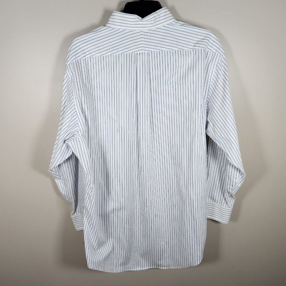 Lands' End Shirt Mens 16.5 32 Blue Striped Button Down No Iron Nautical Gorpcore - Picture 9 of 11
